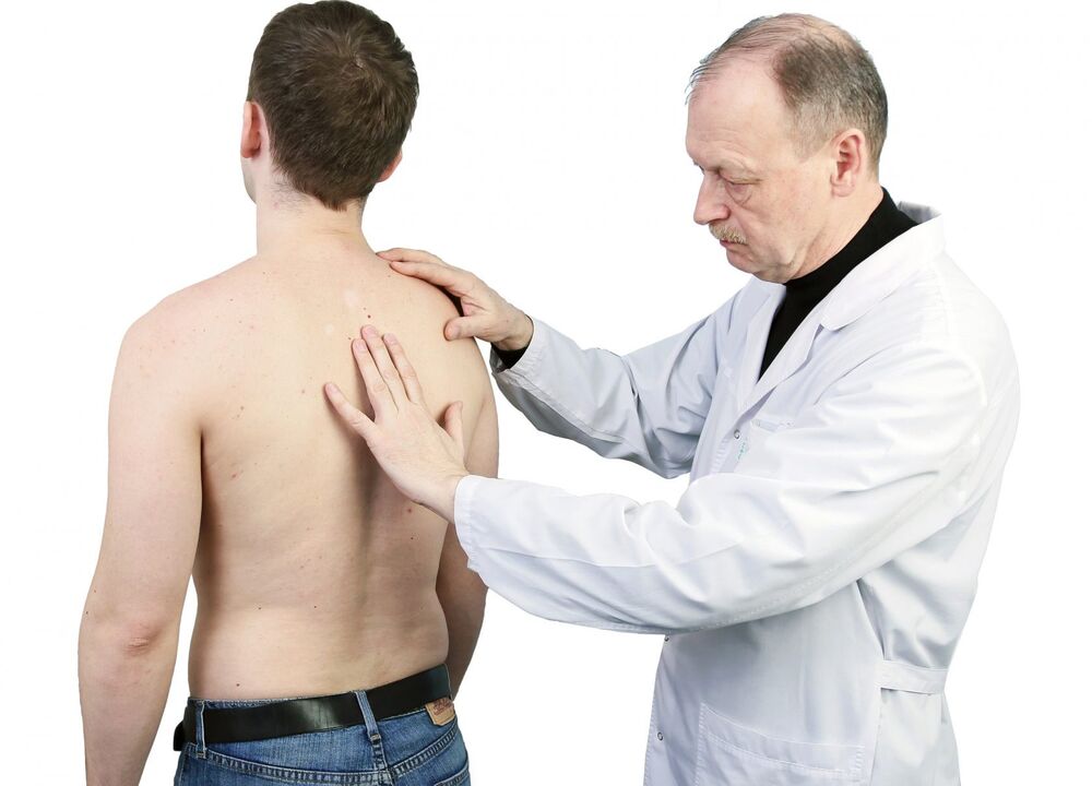 Rozpoznanie osteochondrozy obejmuje badanie lekarskie kręgosłupa